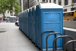 line of porta potties