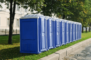 line of porta potties outdoor